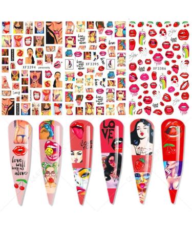 Decoration Red Lips Luxury Valentines Love Heart 3D Nail Stickers Decals(XF3389) - Buy Online on GoSupps.com