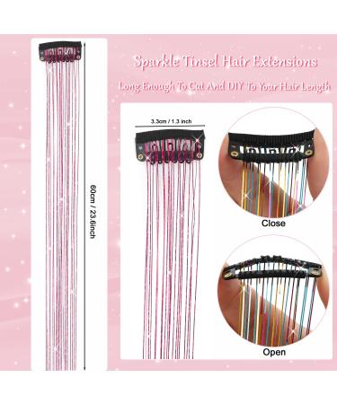 23.6 Galaxy Clip in Hair Tinsel Kit - Heat Resistant Glitter Extensions for Women & Girls - Sparkle Festival Dazzle Hair Accessories - Buy Online on GoSupps.com