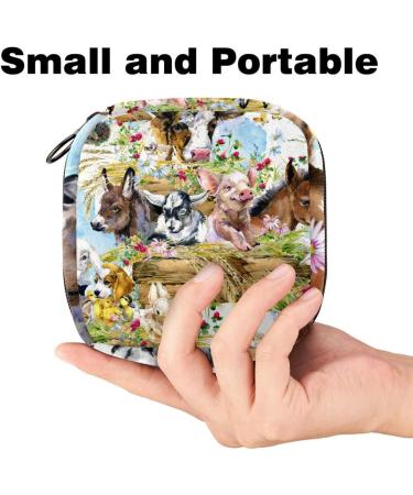 MUOOUM Sanitary Napkin Storage Bag - Farm Animal Watercolor Design - Menstrual Cup Pouch for Women - Multi-colored - Buy Online on GoSupps.com