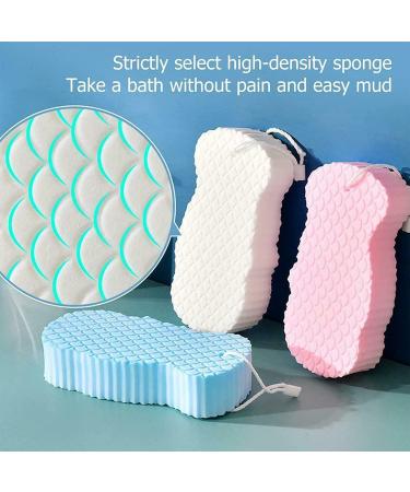 WYSHAK Exfoliating Bath Sponge with Dead Skin Remover - Skin Friendly and Reusable for Adults & Children (Blue+Pink) | Includes 2 Free Hooks - Buy Online on GoSupps.com