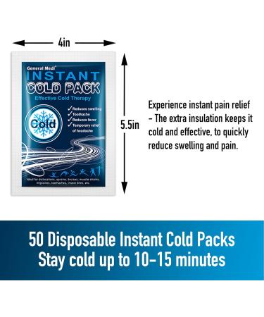 General Medi Disposable Cold Super Compress (50 Pieces) - Instant Pain Relief & Cooling Packs for First Aid Swelling & Inflammation - Buy Online on GoSupps.com