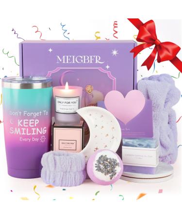Lavender Pamper Gifts for Women Birthday Unique Self Care Package Relaxation Spa Bath Set for Her Welle Birthbet Get Soon Gifts for Women Ladies Birthday Hampers Gifts for Mum Friend Sister Wife KW-GSt-Lavender-03