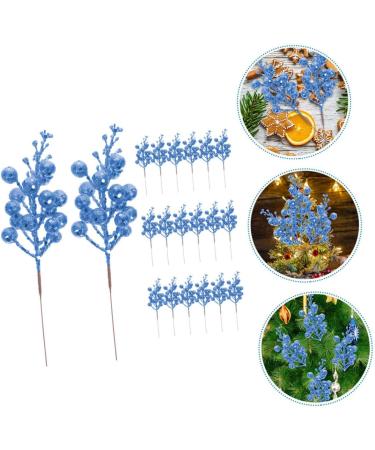 SilteD 20pcs Fake Berry Stem cutting branch Tree Branches For Decoration christmas tree decorations berry branch decorate artificial berry Foam wreath christmas DIY berries Blue 19X5X5CM - Buy Online on GoSupps.com