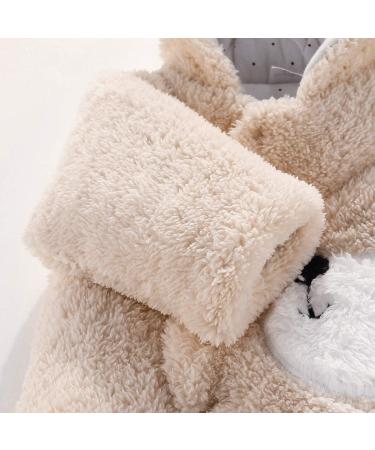 Haokaini Newborn Bear Snowsuit for Baby Girls Boys 9-12 Months | Khaki Cotton Fleece Romper Jumpsuit - Buy Online on GoSupps.com