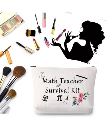 Mathematical Teacher Survival Kit Makeup Bag - Perfect Graduation Gift or Teacher's Day Present - Stylish Beige Pencil Bag for Mathematics Educators - Buy Online on GoSupps.com