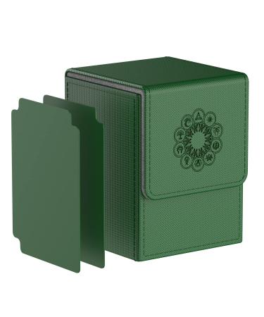 MIXPOET Deck Box compatible with MTG Cards Trading Card Case with 2 Dividers per Holder Large Size for 100+ Cards - The Elementals (Green)