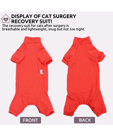 SUNFURA Cat Surgery Recovery Suit | Neuter/Spay Surgical Onesie for Cats | Anti-Licking Protection | Pink/Red (S Small) - Buy Online on GoSupps.com