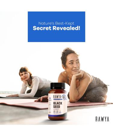 RAWYA Nutrition Black Seed Extract Nigella Sativa Black Cumin Seed Powder 500 mg Each Promotes Wellness Flexibility and Radiant Skin Halal Vegan Pure & Natural Supplement - 120 Vegan Capsules - Buy Online on GoSupps.com