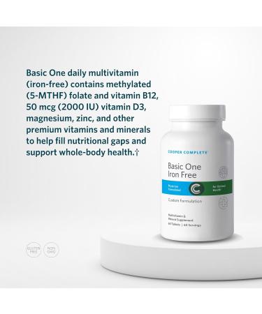 Cooper Complete - Basic One Multivitamin Iron Free - Daily Multivitamin and Mineral Supplement - 60 Tablets per Bottle. Pack of 3 60 Count (Pack of 3) - Buy Online on GoSupps.com