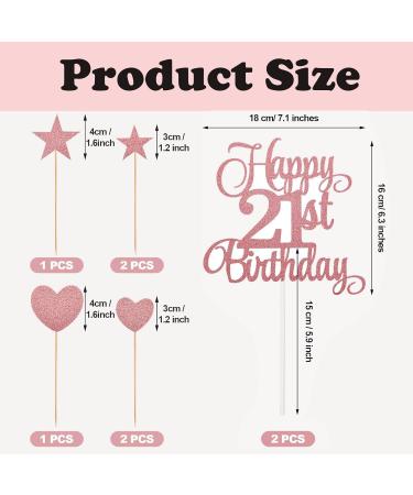 21st Birthday Cake Topper 2 PCS Cake Topper Happy 21st Birthday Cake Topper Double Sided Glitter Card Cake Decorations with Stars for Birthday Anniversary Party Decorations - Buy Online on GoSupps.com