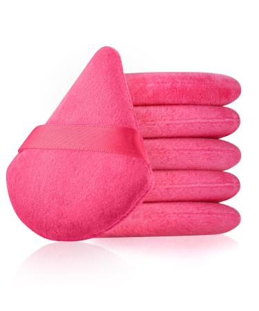 Powder Puff Start Makers 6 Pcs Makeup Puff Soft Powder Sponge Triangle Powder Puff Reusable Triangle Sponge with Strap Wet Dry Cosmetic Puff for Loose Powder Foundation (Rose)