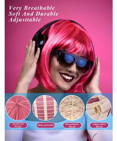 Funky Colorful Wig Set with Heart Sunglasses - Neon Party & Halloween Costume - One Size Fits All - Orange, Rose Red, Purple - 4 Pack - Buy Online on GoSupps.com