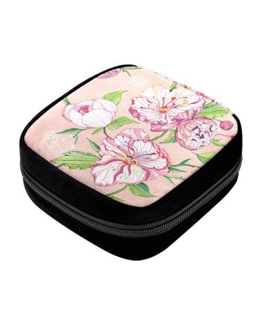 GIAPB Period Bag Sanitary Napkin Storage Bag Pad Holder for Period Makeup Pouch Vintage Peony Flower Color3797