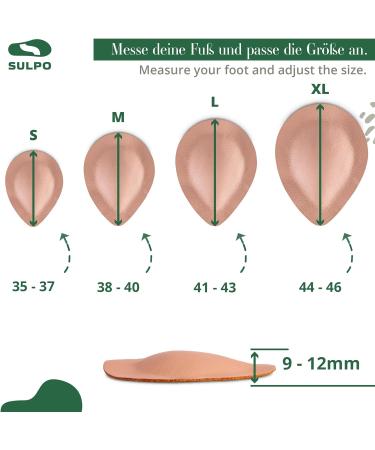 Sulpo Drop-Shaped Orthopedic Insoles for Flat Feet - Leather Midfoot Pelots Self-Adhesive Size 38-40 - Comfort & Support for All-Day Relief - Buy Online on GoSupps.com