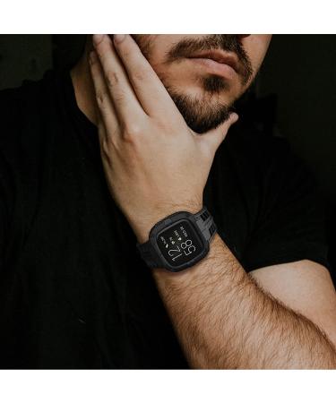 Fitbit Versa 2 Bands with Protective Case - Rugged Sport Wristbands in Black - Buy Online on GoSupps.com