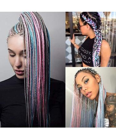 Colorfulpanda 3 Pieces Jumbo Braid Hair Extensions - 24 KanCalon Crochet Twist (White/Pink/Light Blue/Light Violet) - 100g Rainbow Lichen Hair - Buy Online on GoSupps.com