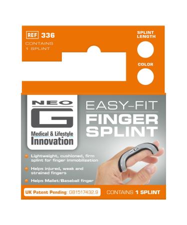 Neo G Finger Splint Easy-Fit - Support for Trigger Finger, Mallet Finger, Strains, and Sprains - X-Large Grey - Class 1 Medical Device - Buy Online on GoSupps.com