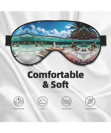 Buy Starfish & Coral Beach Print Unisex Sleep Eye Mask | Soft Comfort Travel Eye Shade for Yoga & Shift Work - Buy Online on GoSupps.com