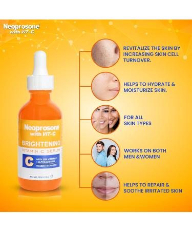 Neoprosone Brightening Serum 2 Fl oz - Fades Dark Spots, Prevents Discoloration - Alpha Arbutin, Vitamin C - Buy Online on GoSupps.com