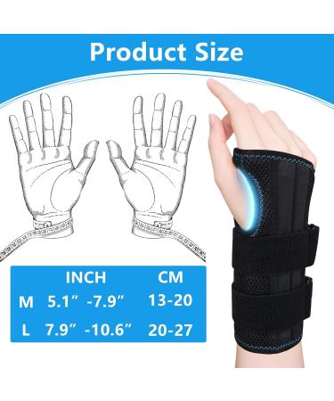 YivnuioL Wrist Support with 3 Metal Splints Day Night Carpal Tunnel Wrist Splint for Men Women Wrist Splint for Tendonitis Arthritis Pain Relief Sprained Sports Protect(Right M) Right M - Buy Online on GoSupps.com