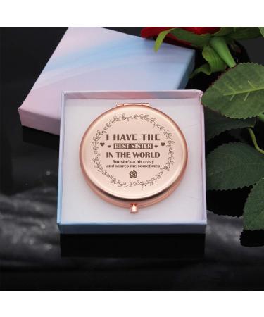 Muminglong Frosted Compact Mirror - Sister's Birthday & Christmas Gift Idea - Best Sister Engraved - Rose Gold - Buy Online on GoSupps.com
