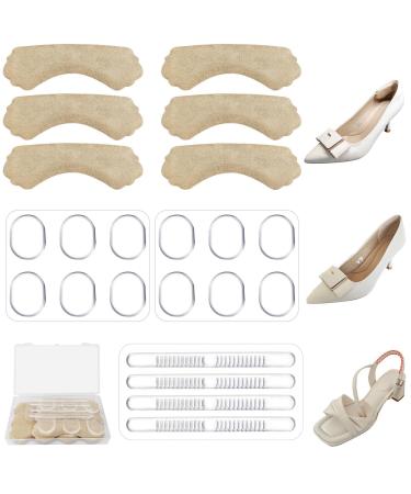 Heel Grips Heel Pads for Shoes That are Too Big heel grips for womens shoes heel pads for shoes women and men shoe heel pad Kit contains shoe inserts stickers heel liners shoe strap cushion (Beige)