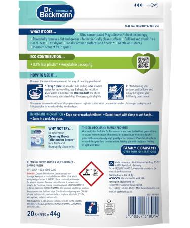 Dr. Beckmann Floor & Multi-Surface Cleaning Sheets |Powerful against dirt & grease | Fast Drying | Gentle on Surface | Spring Fresh | 20 sheets - Buy Online on GoSupps.com