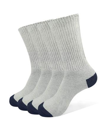 ThemeDesigner Non-Binding Top Extra Wide Diabetic Socks Full Cushion Thick Warm Socks Grey X-Large (Sock size 13-15) Grey 4 Pairs