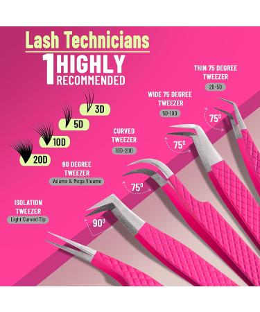 Diva Lashes 5 Pack Eyelash Extension Tweezers Kit - Anti-Slip Fiber Tip, Japanese Stainless Steel - Ombre - Buy Online on GoSupps.com