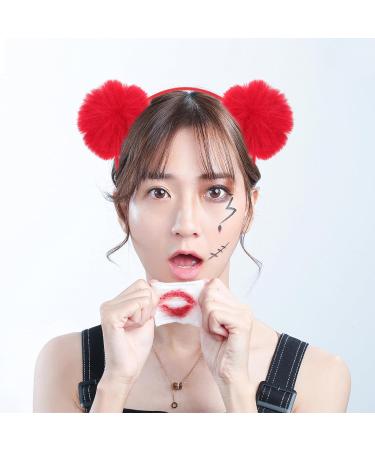 minkissy Plush Ball Headband Fluffy Pom Pom Headband Cat Ear Headpieces Christmas Party Hair Accessory for Women Kids Red - Buy Online on GoSupps.com