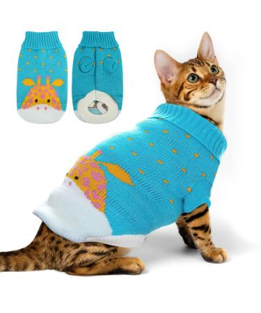 Actoys cat sweater cat sweater for cats warm cats clothes blue cats sweater cat clothing winter pet sweater cat cat clothing sweet giraffe winter petrol clothing (s) blue s