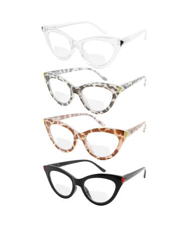 Eyekepper 4-Pack Chic Bifocal Reading Glasses Women Bifocal Readers for Small Face +2.50 4pcs Clear Lens-mix 2.5 Diopters