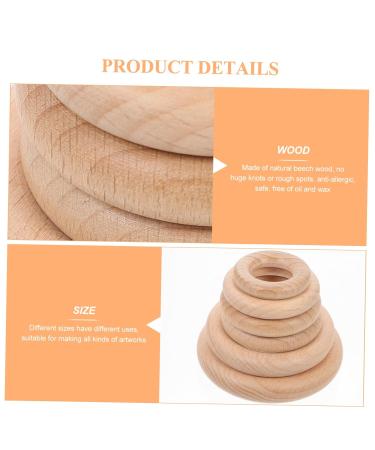Eringogo 6 Pack Wooden Circle Accessories | Natural Beech Wood Rings for Baby Teething & Biting | Safe Baby Bite Rings - Buy Online on GoSupps.com