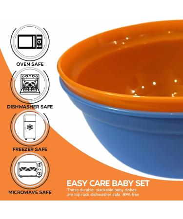 Baby Feeding Bowl with Easy Handle - BPA Free, Microwave & Dishwasher Safe Toddler Food Weaning Snack Bowls - Ideal for Kids & Toddlers - Stackable, Bright 2pc (Assorted Color) - Buy Online on GoSupps.com