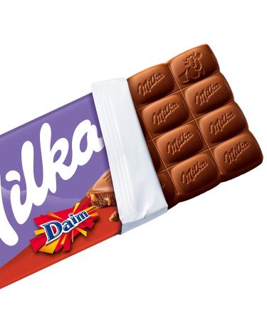 Milka Daim Chocolate with Daim Pieces Alpine Milk Chocolate with Almond Caramel Pieces - Pack of 4  - Buy Online on GoSupps.com