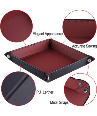 SIQUK 6-Piece PU Leather Dice Tray Set for Dice Games - Dark Red, Blue, Violet, Black, Green, Coffee - Buy Online on GoSupps.com