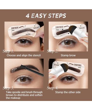 Double Eyebrow Stamp Kit | 10 Eyebrow Stencils for Perfect Shaping | Natural & Dark Brown Makeup Set - Buy Online on GoSupps.com