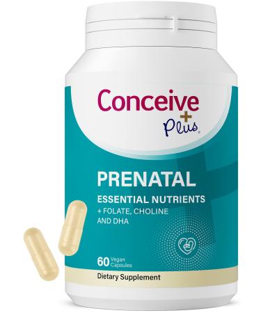 Conceive Plus Prenatal Vitamins for Women Supplement - Multivitamin With Folic Acid for Pregnancy Vegan Choline Iron - Pre Natal Vitamins DHA Non GMO - Maternity Vitamin for Brain & Eye 60 Capsules