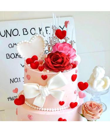 LaVenty 12 PCS Mothers Day Cake Topper Rose Flower Cake Topper Decoration Heart Love Cake Topper Decoration Mothers Day Gift Mothers Day Suprise For Her Pink - Buy Online on GoSupps.com