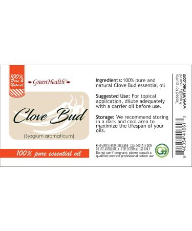GreenHealth Clove Essential Oil - 100% Pure Therapeutic Grade Essential Oil - 1/2oz (15ml) - Clove Bud Oil - Buy Online on GoSupps.com