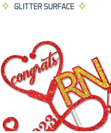 Tenhaisi Red & Gold Glitter Congrats RN Cake Topper 2024 Graduation Party Decoration for Nurse Congrats Nurse Grad Sign Cake Decor Nursing/Medical School Survivor Graduation Party Supplies - Buy Online on GoSupps.com