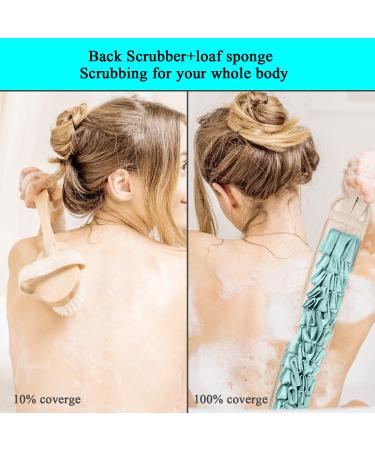 Loofah Bath Sponge Back Scrubber for Men and Women - Exfoliating Body Scrubber | Green - Buy Online on GoSupps.com