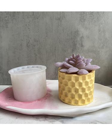 Round Honeycomb Concrete Flower Pot Silicone Mold - Succulent Planter, Cactus Mold, Candle Holder, Jewelry Storage - Epoxy Resin Clay Mold - Buy Online on GoSupps.com