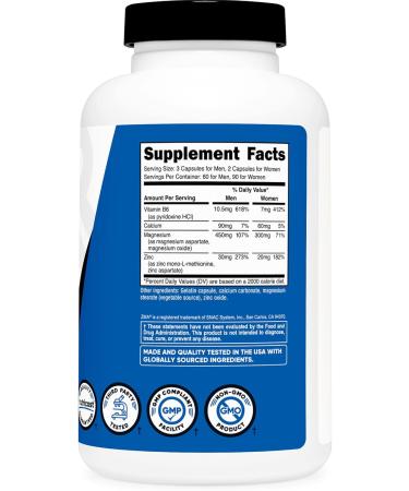 Nutricost ZMA Capsules - 180 Count  Non-GMO & Gluten Free Supplement - Buy Online on GoSupps.com