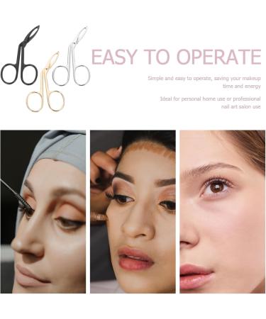 Premium Minkissy 3PCS Eyebrow Tweezers Scissors & Stainless Steel Nose Hair Removal Tool - Portable Makeup for Men & Women - Golden Black Silver - Buy Online on GoSupps.com