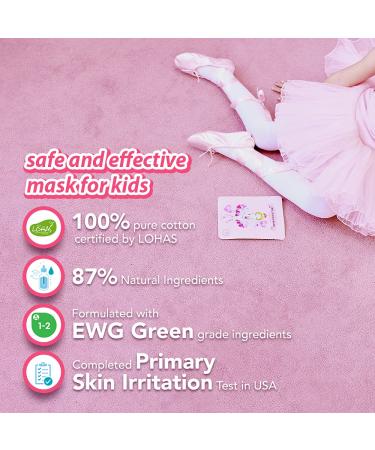 Peach Ballerina Kids Face Mask Sheet | 100% Cotton Facial Mask for Children (5pcs) - Buy Online on GoSupps.com