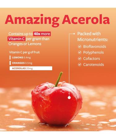 Certified Organic Vitamin C Supplement - Whole Food Acerola Vitamin C Immune Support Supplement for Seasonal Wellness with Naturally Occurring Bioflavonoids Polyphenols & Cofactors (1 Month Supply) Organic Vitamin C 60 Count - Buy Online on GoSupps.com