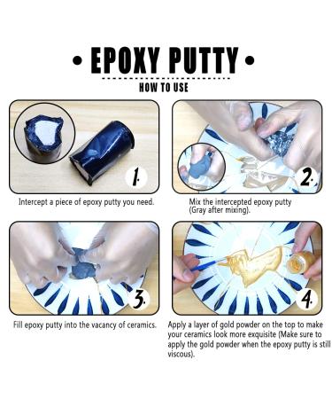 Kintsugi Repair Kit (Upgrade) - Gold Powder, Glue & Epoxy Putty - Starter Ceramic Kintsugi Craft Set - Buy Online on GoSupps.com