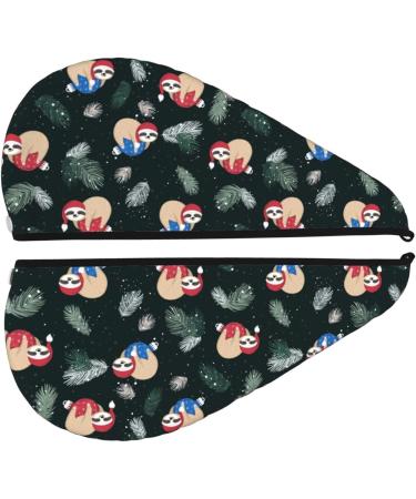 Hair Towel Wrap for Quick Drying - Baby Sloths Sleeping | Soft Towel Turban with Button for Effortless Hair Care - Buy Online on GoSupps.com