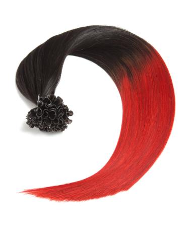 Buy 100% Remy Ombr Keratin Bonding Hair Extensions - 50x 1g 50cm U-Tip Smooth Strands in Natural Black/Red - Buy Online on GoSupps.com